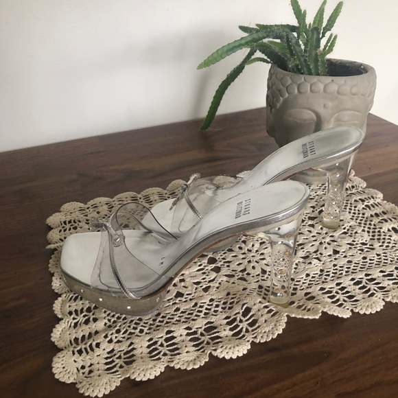 Stuart Weitzman Clear Square Toe Y2K Rhinestone - Picture 7 of 14